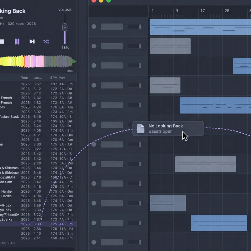 Audio file dragged from Claimp into a DAW