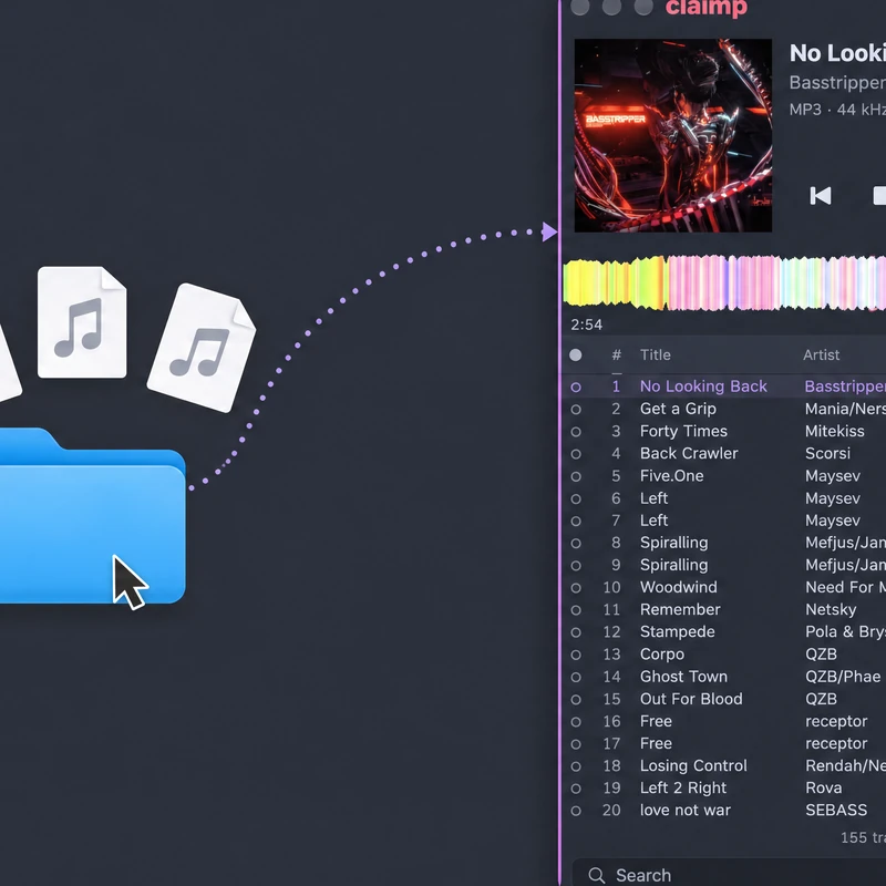 Music folder dropped into Claimp